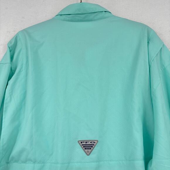 Columbia PFG Shirt Mens XL Aqua Long Sleeve Button Up Vented Fishing Omni-Shade - Picture 10 of 14